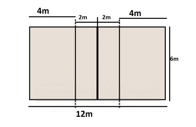 Kích thước sân bóng chuyền hơi theo đúng tiêu chuẩn thi đấu